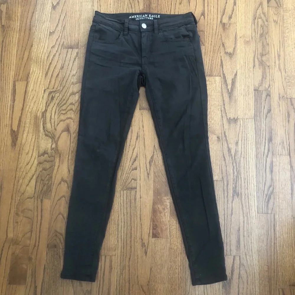 American Eagle Super Stretch Jegging AEO Sateen Dark Grey Green Women’s Sz. 4 R